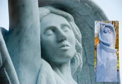 Grabmal handwerklich Engel aus Carrara Marmor von Joachim Bihl-Creativ am Stein-Eichstetten am Kaiserstuhl